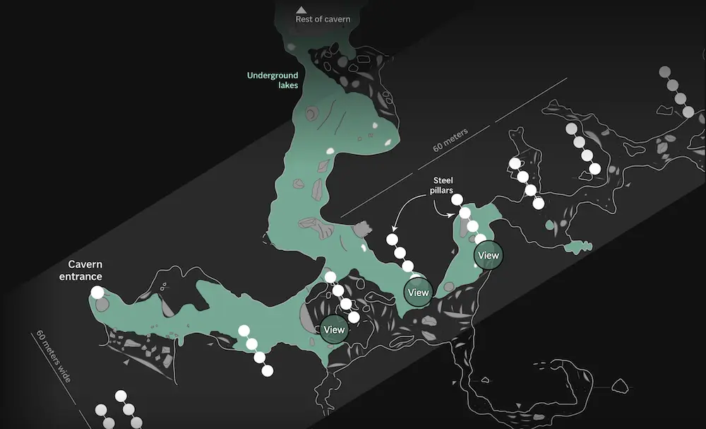 I developed this webpage and the accompanying maps to showcase AP reporters' work documenting destruction of cenotes in the Yucatan Peninsula.