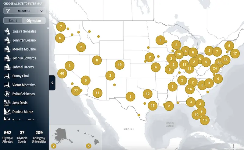 Olympic graphics licensed to nearly 100 publications, including Time and FOX, to visualize more than 650 athletes, track medal counts in real time, and explore olympic venues. I produced the hometown heroes and venues maps and oversaw production of the other graphics.